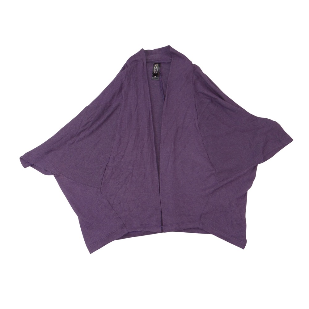 MarlaWynne Womens Purple Batwing Open Front Cardigan Oversized Knit XS